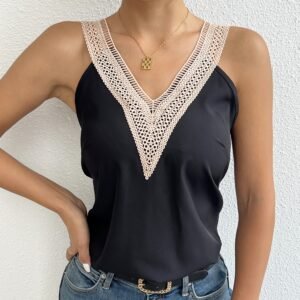 Women's V-neck Lace Patchwork Casual Vacation Daily Vest Top
