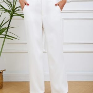 Women's Solid Color Button Slim Straight Tube Simple And Comfortable Pants