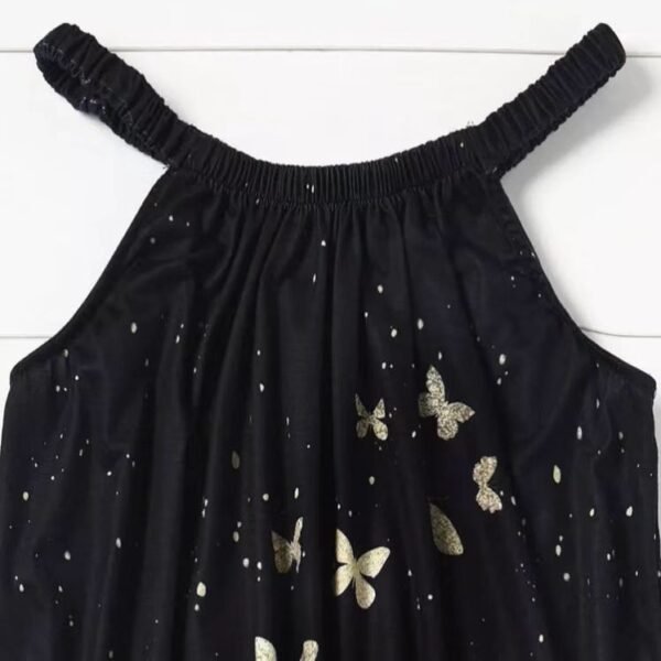 Ladies' Black Butterfly Ruffle Loop Mini Dress With Loop - Image 3