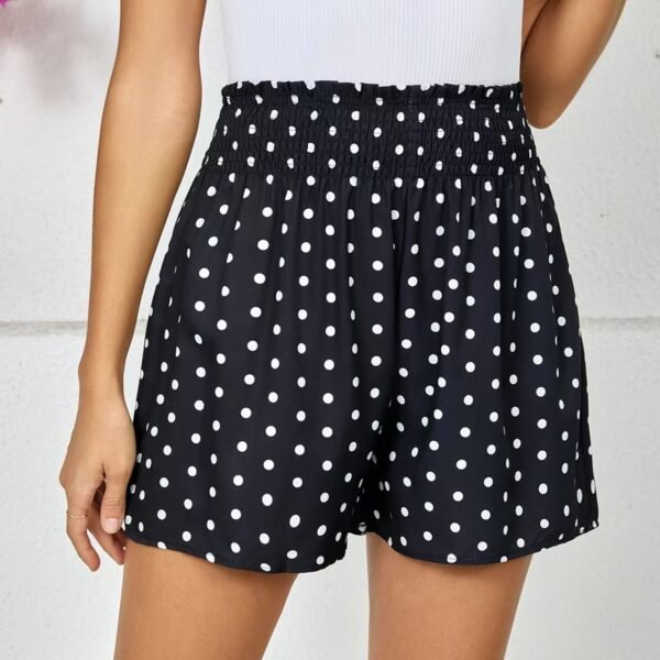 Ladies' Polka Dot Printed Sherry Shorts With Drawstring And Casual Shorts - Image 3