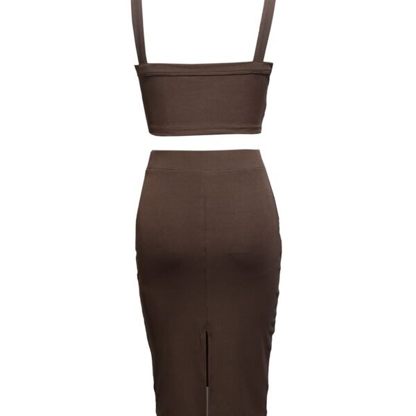 Ladies' Solid Color Out Of The Street Banquet Versatile Figure Enhancement, Hip Hugging Skirt, Half Skirt Set - Image 2
