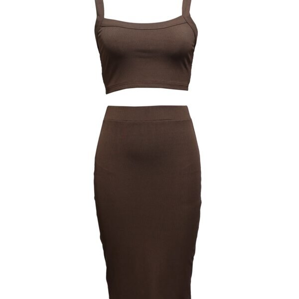 Ladies' Solid Color Out Of The Street Banquet Versatile Figure Enhancement, Hip Hugging Skirt, Half Skirt Set - Image 3