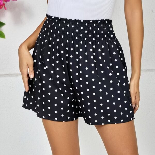Ladies' Polka Dot Printed Sherry Shorts With Drawstring And Casual Shorts - Image 4