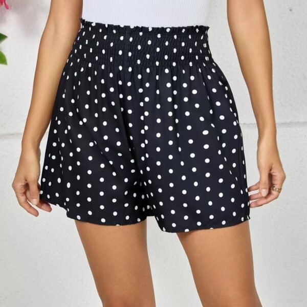 Ladies' Polka Dot Printed Sherry Shorts With Drawstring And Casual Shorts - Image 5