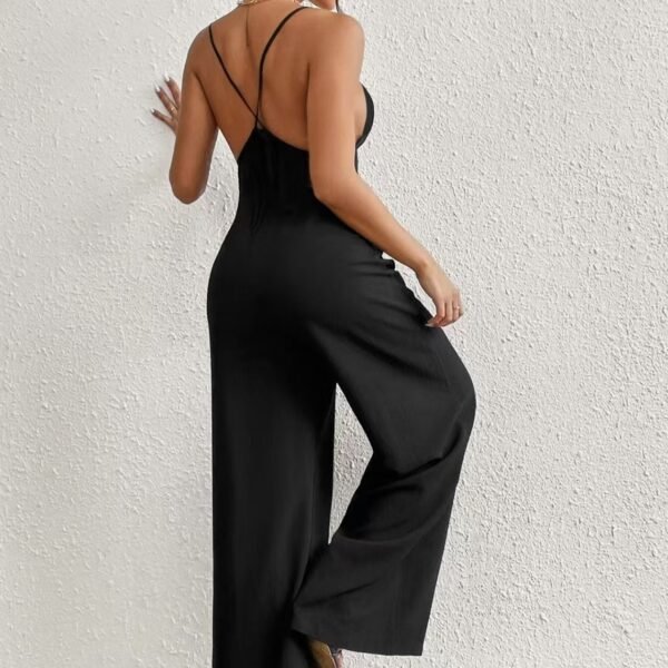 Ladies' Cross Leisure Vacation Lazy Backless Wide Leg Pants Camisole Skirt Jumpsuit - Image 2