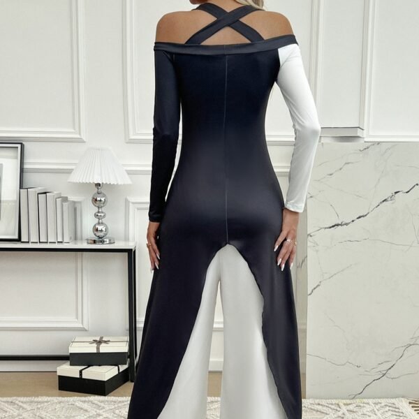 Ladies' Business Elegant Wide Leg Casual Loose Fit One Shoulder Set Sexy Party Set - Image 4