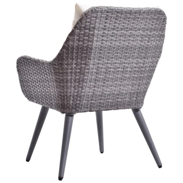 Outdoor Wicker Dining Chair PE Rattan Accent Chair with Beige Cushion Patio Garden Furniture - Image 8