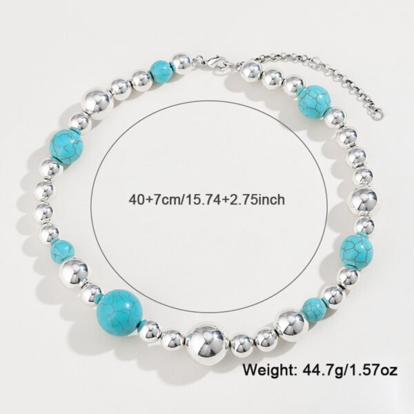 Elegant Turquoise Beaded Necklace For Women Europe And America Cross Border Fashion Beaded - Image 6