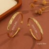 1pcsVintage Gold-plated 18k Delicate Pattern Bracelet, Sand Gold Women's Open Bracelet, Suitable For Daily Wear Holiday Gifts - Image 2