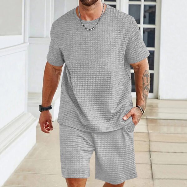 Sports Casual Suit Solid Color Round Neck T-shirt Shorts - Image 6