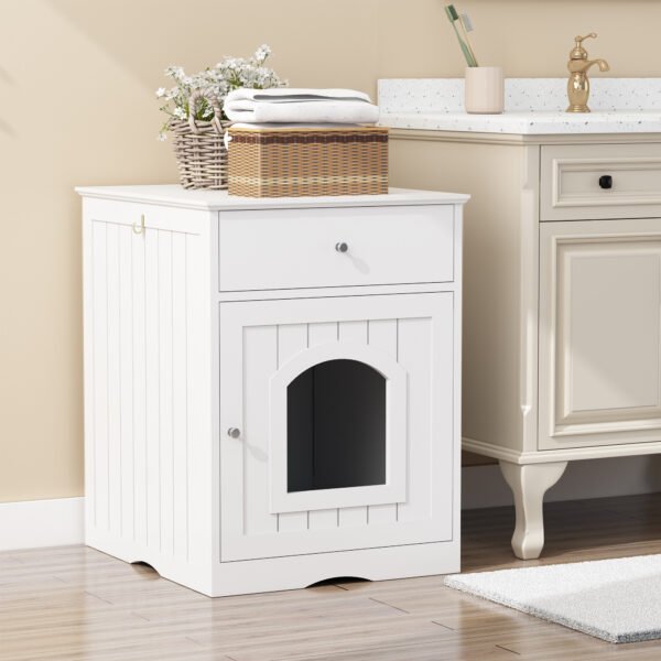 Wooden Pet House Litter Box Fence With Drawers - Image 4