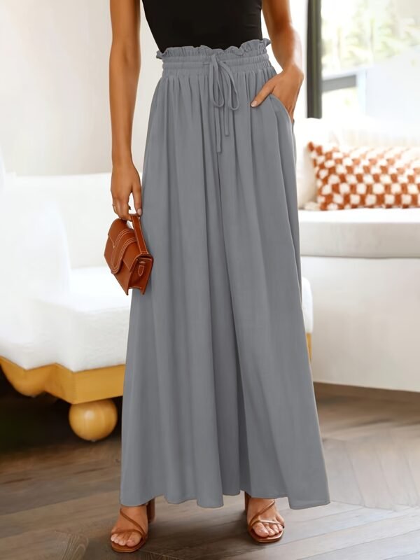Ladies Plus Size Casual Pants Elastic Waist Wide-leg Pants - Image 8