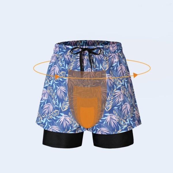 Loose Swimming Trunks Summer Printed Double Layer Beach Shorts - Image 6