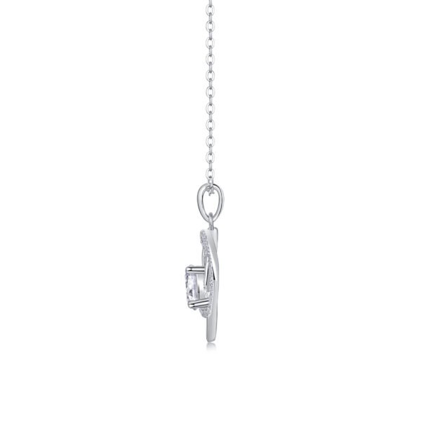 Heart To Heart Interlocking Luxury Fashion Diamond Pendant Necklace Set With Mosan Diamond Silver Ornaments - Image 4