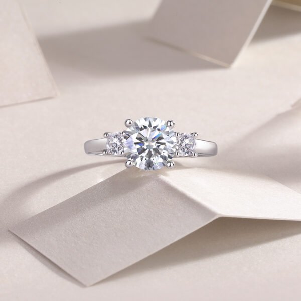 Large Diamond Ring Luxury Fashion Set Moissanite Silver Ring - Image 3