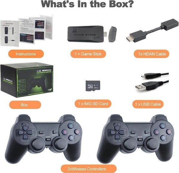 M8 Portable Mini Gamepad, Plug & Play, With 2 Wireless Controllers And A 64G Micro SD Card, HDTV Game Console - Image 5