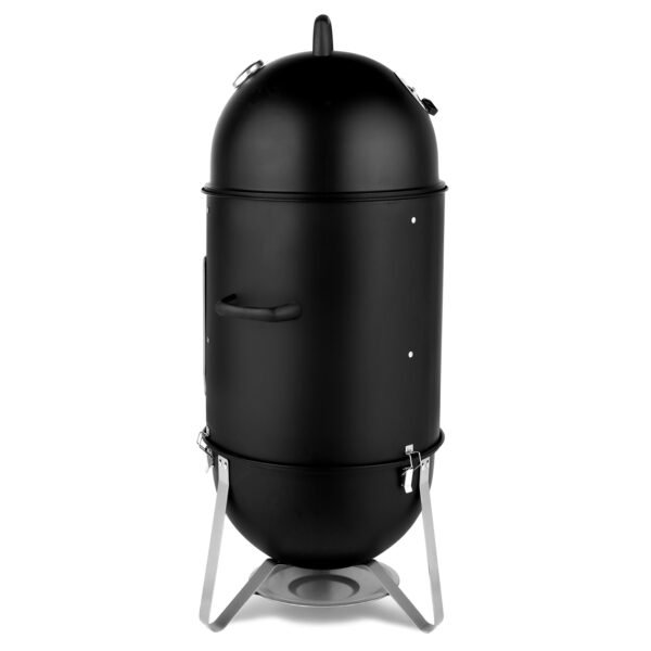 48x48x119cm Black 3-layer Oval Cylinder Smoker Iron Charcoal Grill - Image 2