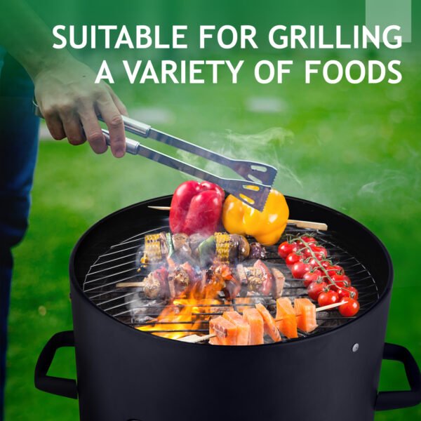 48x48x119cm Black 3-layer Oval Cylinder Smoker Iron Charcoal Grill - Image 9