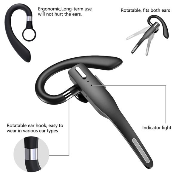 Trucker Wireless Headset Bluetooth 5.1 Earpiece Dual Mic Earbud Noise Cancelling - Image 3