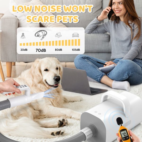 Dog Hair Dryer, 4-in-1 Dog Hair Dryer With Smart Handle, High Speed Negative Ion Dog Hair Dryer, Adjustable Wind Speed And Temperature Dog Cat Pet Hair Dryer - Image 4
