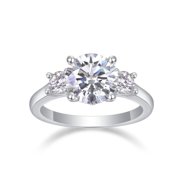 Large Diamond Ring Luxury Fashion Set Moissanite Silver Ring - Image 5