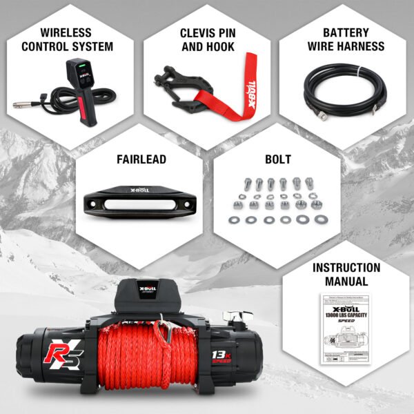 X-BULL 13500 Lb Winch Load Capacity Electric Winch - 12V DC Power Supply For Off-Road Trailers, 2-in-1 Wireless Remote Control, 13500 XRS Series - Image 5