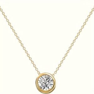 14k Solid Gold Cubic Zirconia Round Solitaire Pendant-Material