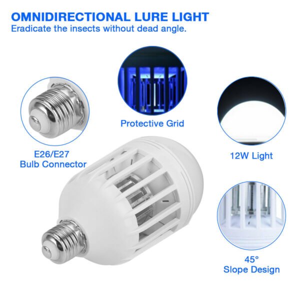 Bug Zapper Light Bulb Mosquito Lamp Fly Trap Killer Indoor Outdoor Insect E26 E27 - Image 6