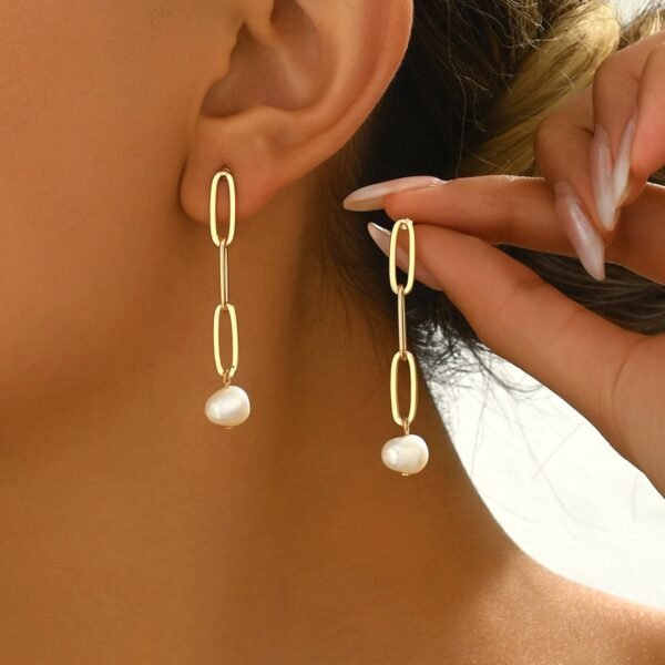 Golden Knot Pearl Drop Earrings -  Elegant And Timeless Jewelry - Image 8
