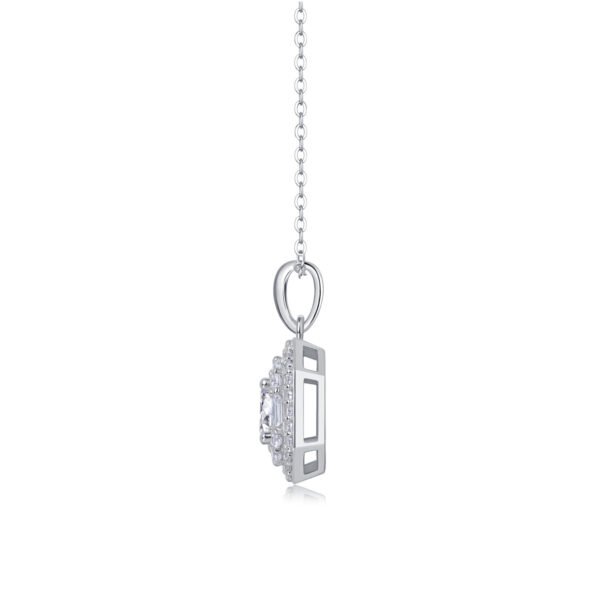 Small Square Bag Luxury Fashion Diamond Pendant Necklace Set With Mosan Diamond Silver Ornaments - Image 2