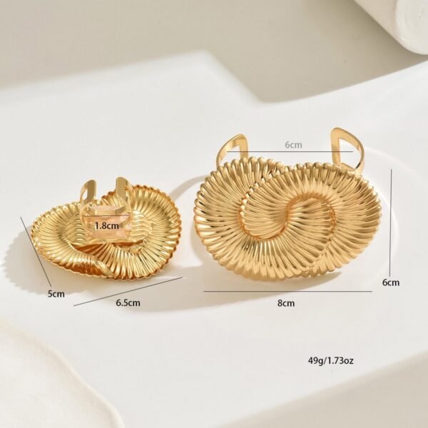 14K Gold Plated Golden Shell-Inspired  Jewelry Set - Necklace, Earrings, And Ring - Image 2