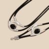 Modern Elegance  Black & Silver Leather Choker Necklace And Bracelet Set - Image 8