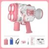 Bubble Gun Rocket Soap Bubble Machine Electric Space Launcher Continues To Produce Bubbles With LED Light - Image 5