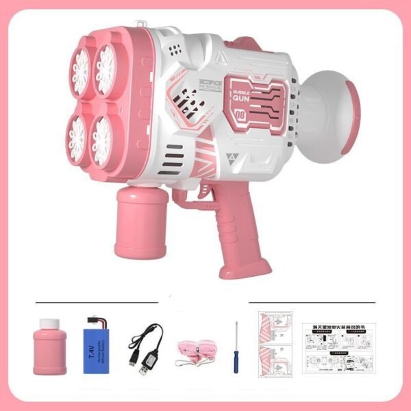 Bubble Gun Rocket Soap Bubble Machine Electric Space Launcher Continues To Produce Bubbles With LED Light - Image 5