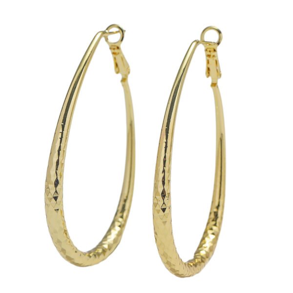 Golden Glossy Spring Fastener Egg-shaped Earrings Hypoallergenic Copper - Image 6