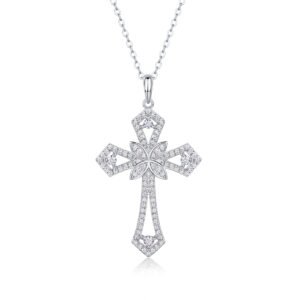 Backup Force Luxury Fashion Diamond Pendant Necklace Set With Mosan Diamond Silver Ornaments