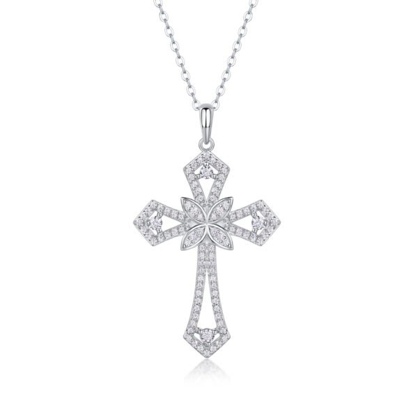Backup Force Luxury Fashion Diamond Pendant Necklace Set With Mosan Diamond Silver Ornaments