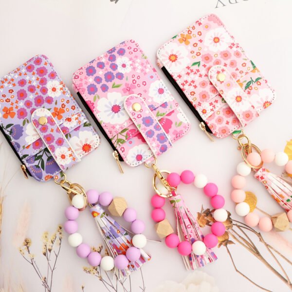 Women's Floral Print Leather Card Bag - Image 3