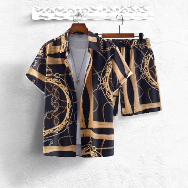 Gold Luxury Chain 3D Digital Printing Shirt Shorts Suit - Image 4