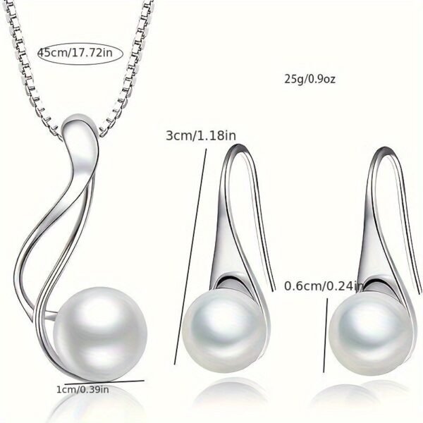 Elegant Pearl Pendant Necklace And Earrings  Set - Perfect For Formal Events - Image 3