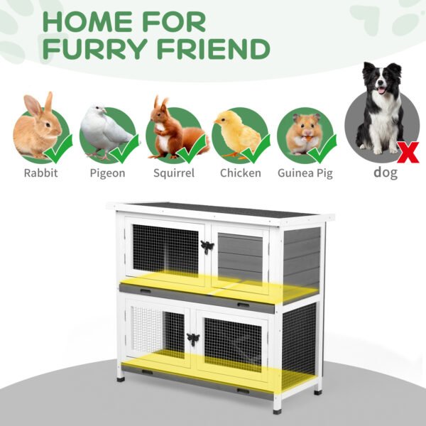 Upper And Lower 2 Floors With Tray Grey Cedar, Chicken And Rabbit Cage - Image 2