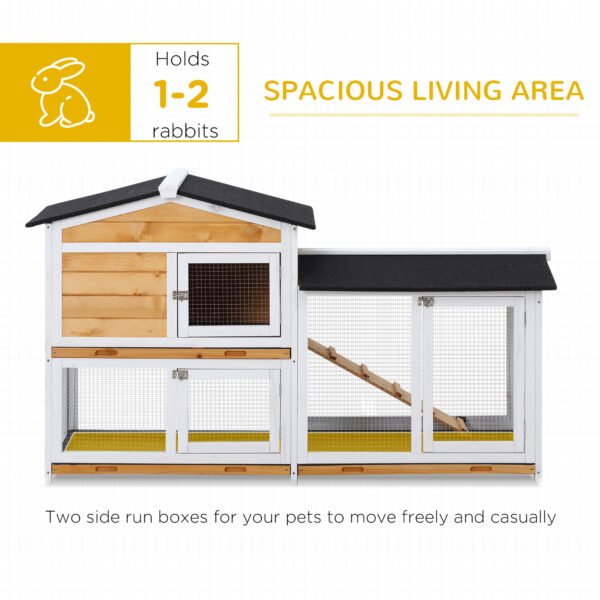 2 Storey Rabbit Hut Wooden Bunny Hut Small Animal House With Ramp - Image 6