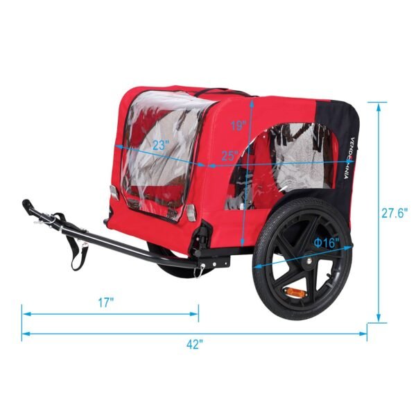 Bicycle Trailer For Pets Outdoor Foldable Dog Trailer With Reflectors - Image 7
