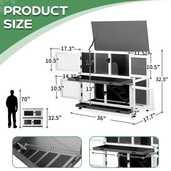 Upper And Lower 2 Floors With Tray Grey Cedar, Chicken And Rabbit Cage - Image 10