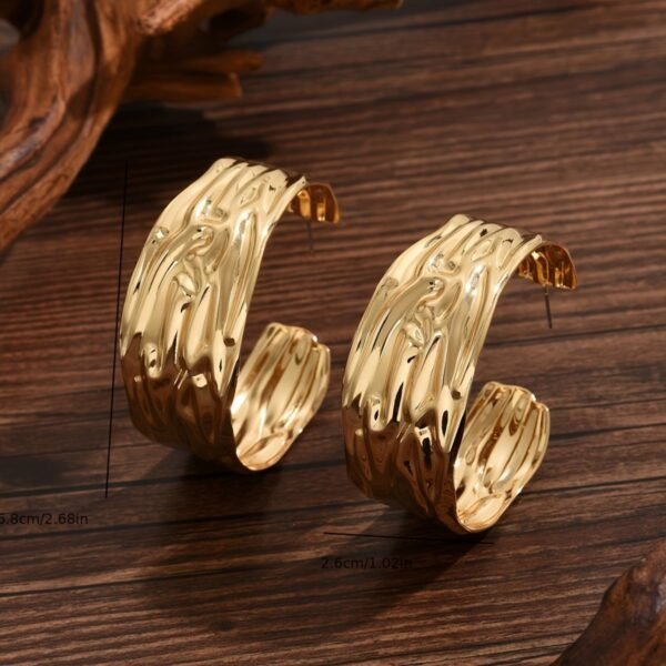 Bold Statement  Gold Hoop Earrings - Image 2