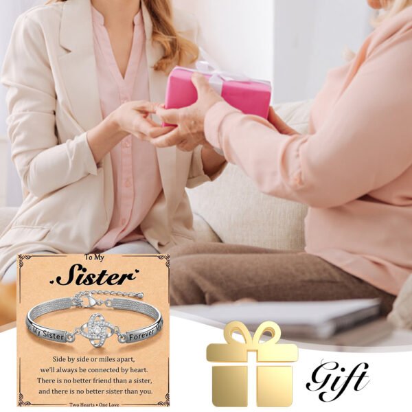 Sisters Friendship Theme Silver Bracelet - Image 4