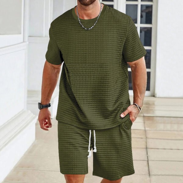 Sports Casual Suit Solid Color Round Neck T-shirt Shorts - Image 7