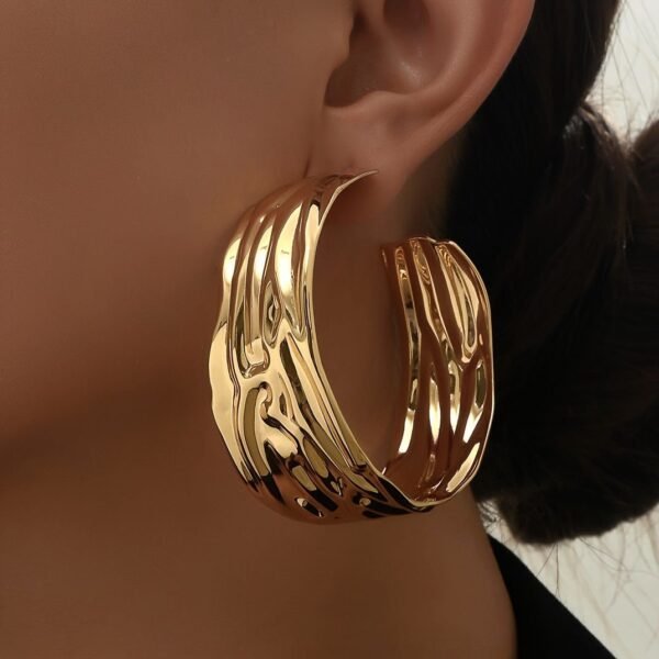 Bold Statement  Gold Hoop Earrings - Image 5