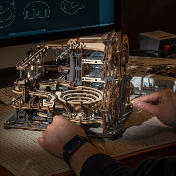 Robotime ROKR Marble Night City 3D Wooden Puzzle Games Assembly Waterwheel Model Toys For Children Kids Birthday Gift - Image 8