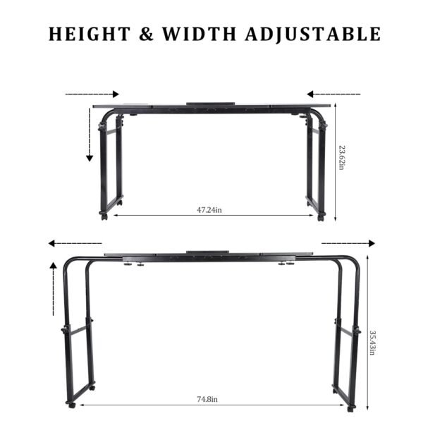 Adjustable Laptop Cart Mobile Computer Desk Overbed Writing Table with Wheels 02# - Image 7